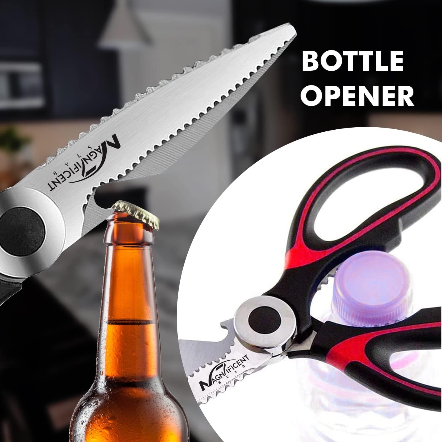 Ciseaux de cuisine - inox robustes, poignées confort, couvercle inclus