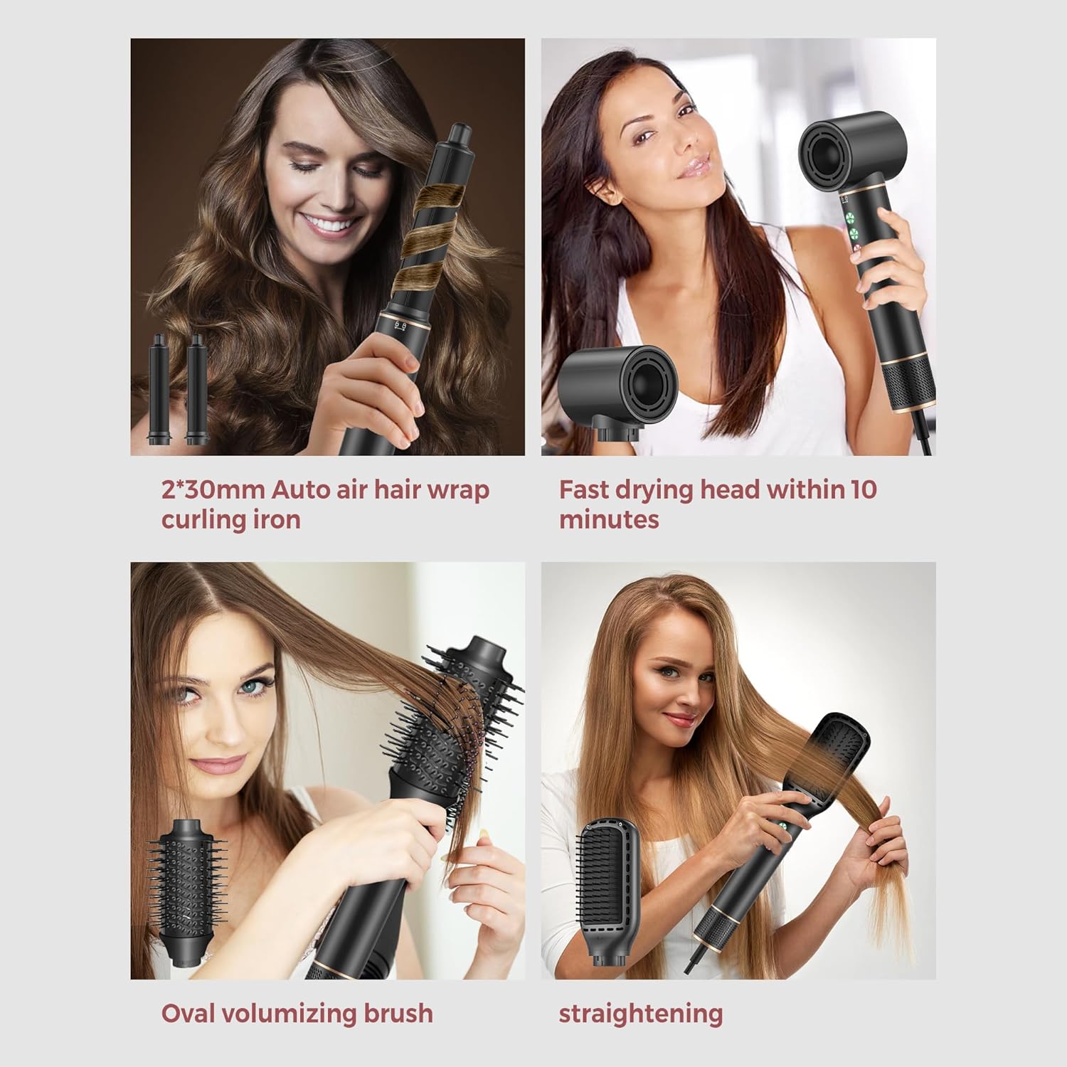 Air Styler 7 en 1 - sèche-cheveux 1300W ions - séchage rapide, 320M d'ions, 110000 tr/min, 20m/s