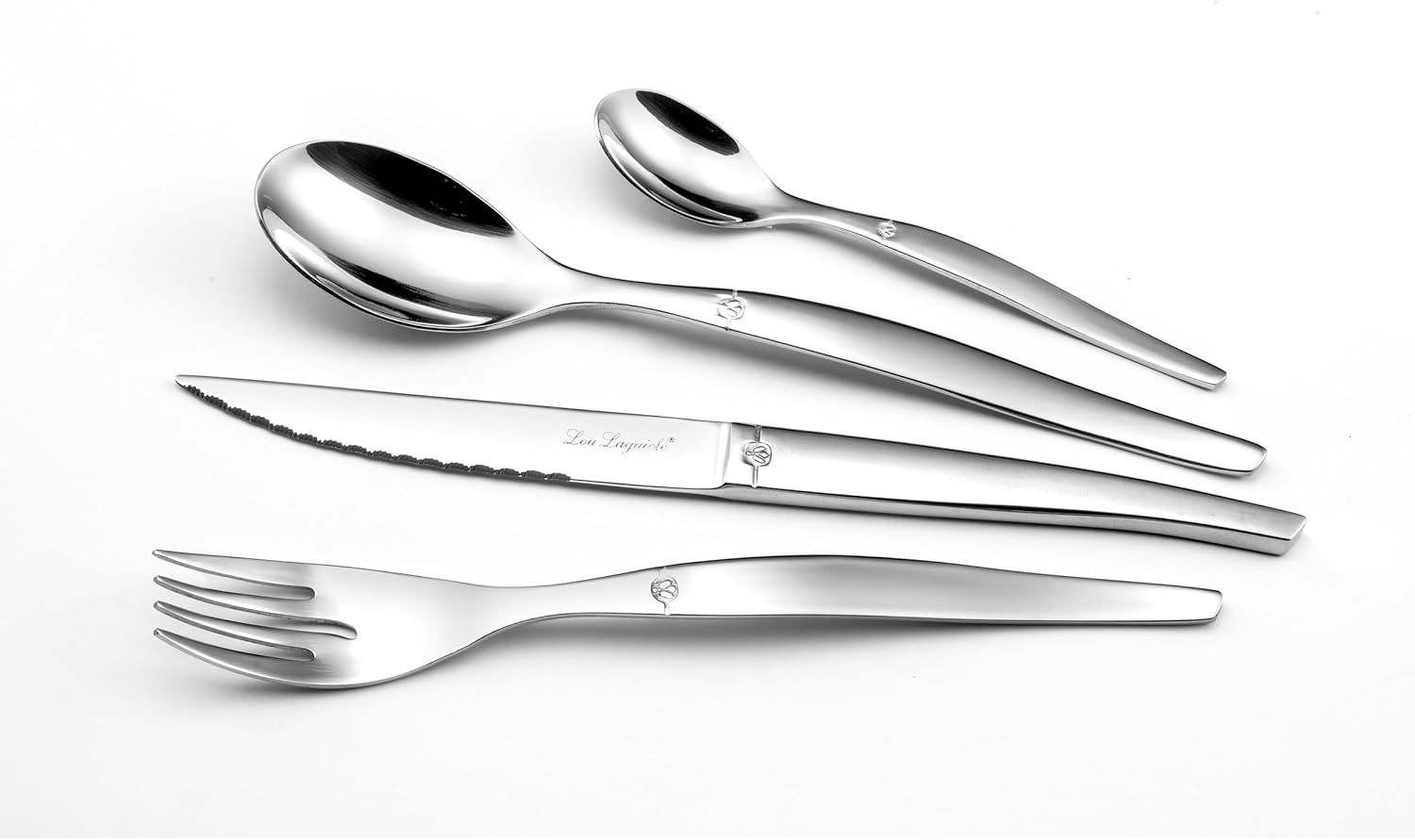 Lou Laguiole - Jet - ménagère 74 pièces pour 12 pers - inox 18/0, brillant