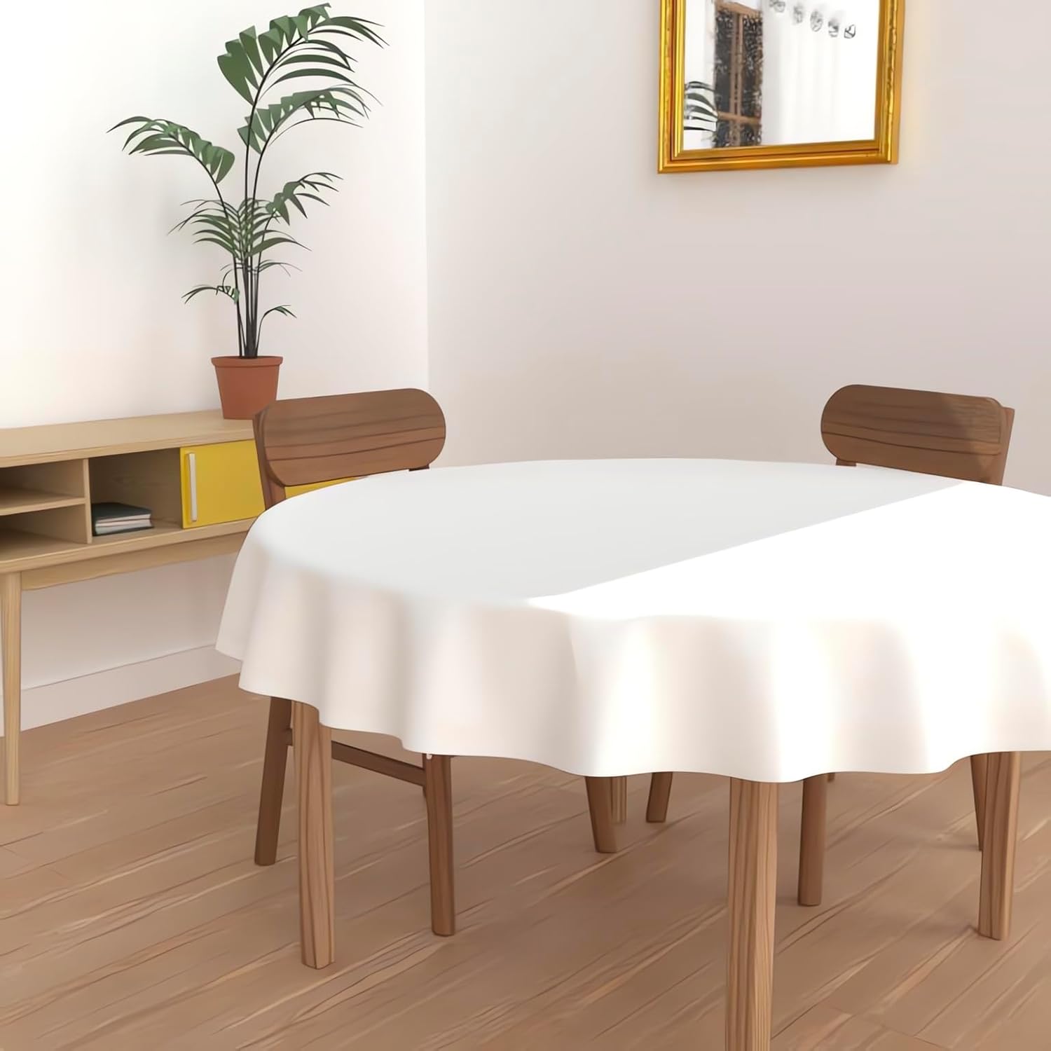 Soleil d'Ocre - Alix nappe ronde, polyester blanche, Ø300 cm, anti-taches