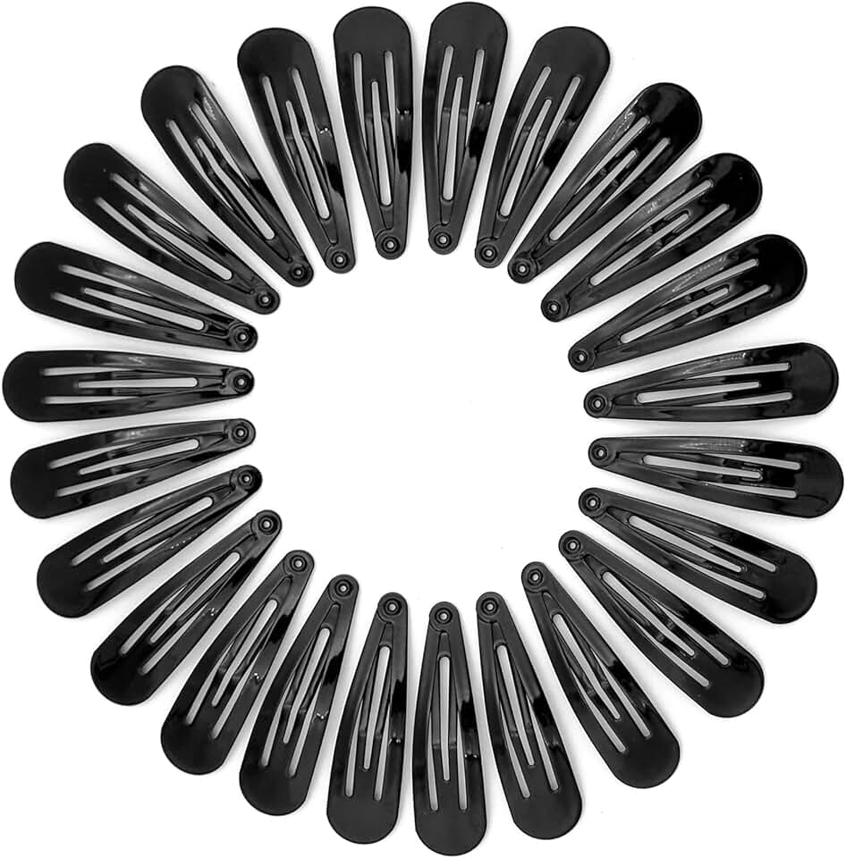 Barrettes à cheveux - lot de 24, métal noir 5,1 cm, enfants et filles