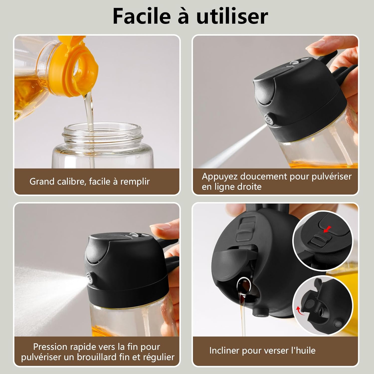 Spray d'huile - 470ml - distributeur polyvalent cuisine, air fryer, BBQ