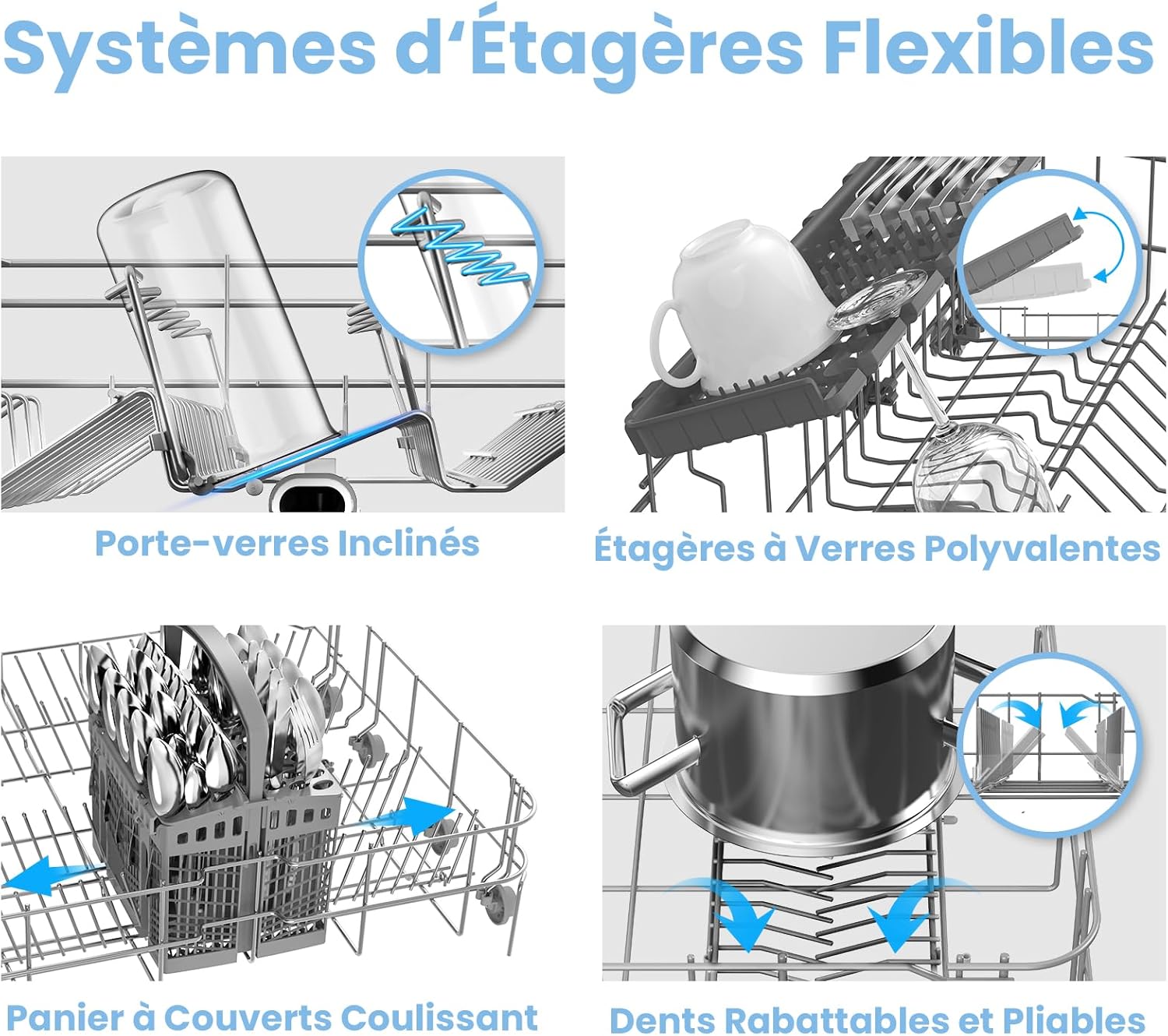 COMFEE' - l14 couverts, 44 dB, grand écran LED, départ différé, supports flexibles, FD1435E-