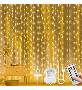 Vicloon Guirlande Lumineuse Rideau,Rideau Lumineux 300 LED 3m*3m,Basse Tension 5V,8 Modes d'Eclai...