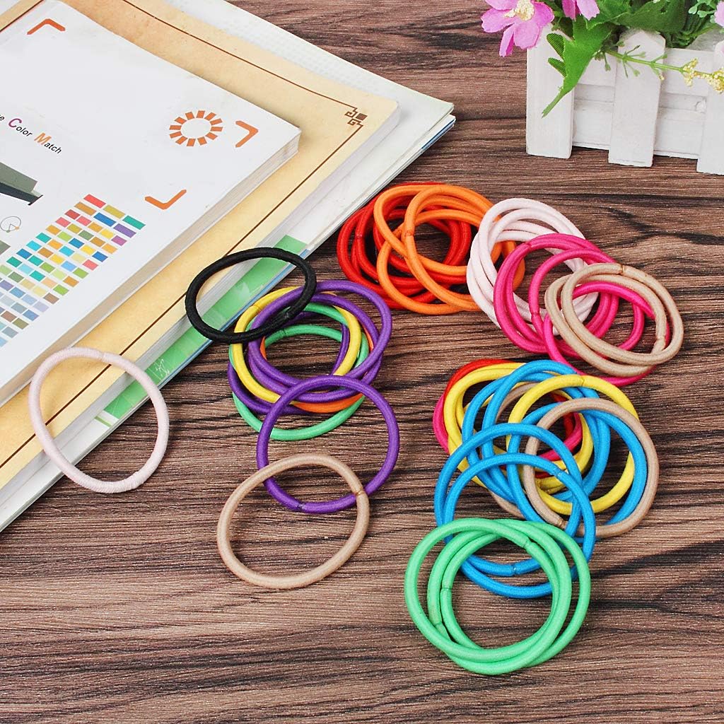 Bandes élastiques cheveux - 4mm - 50pcs, multicolore, femme & fille