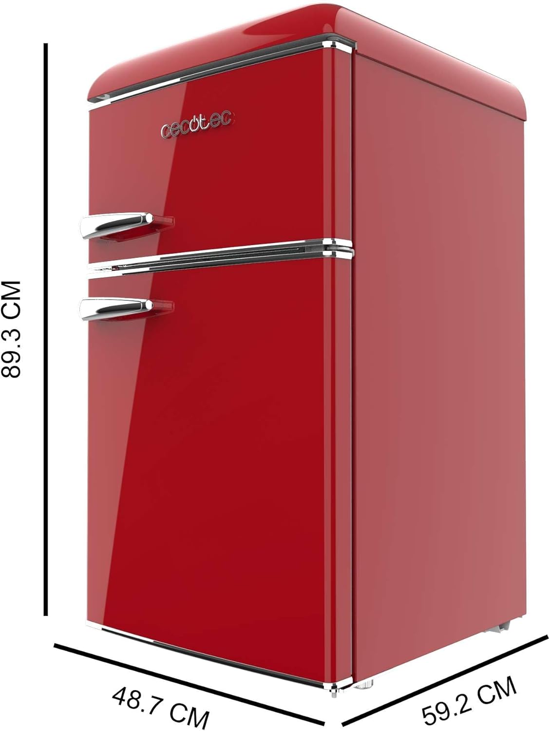 Cecotec - Bolero CoolMarket 2D Origin - 86L - No Frost, LED, classe E, Red, contrôle de température