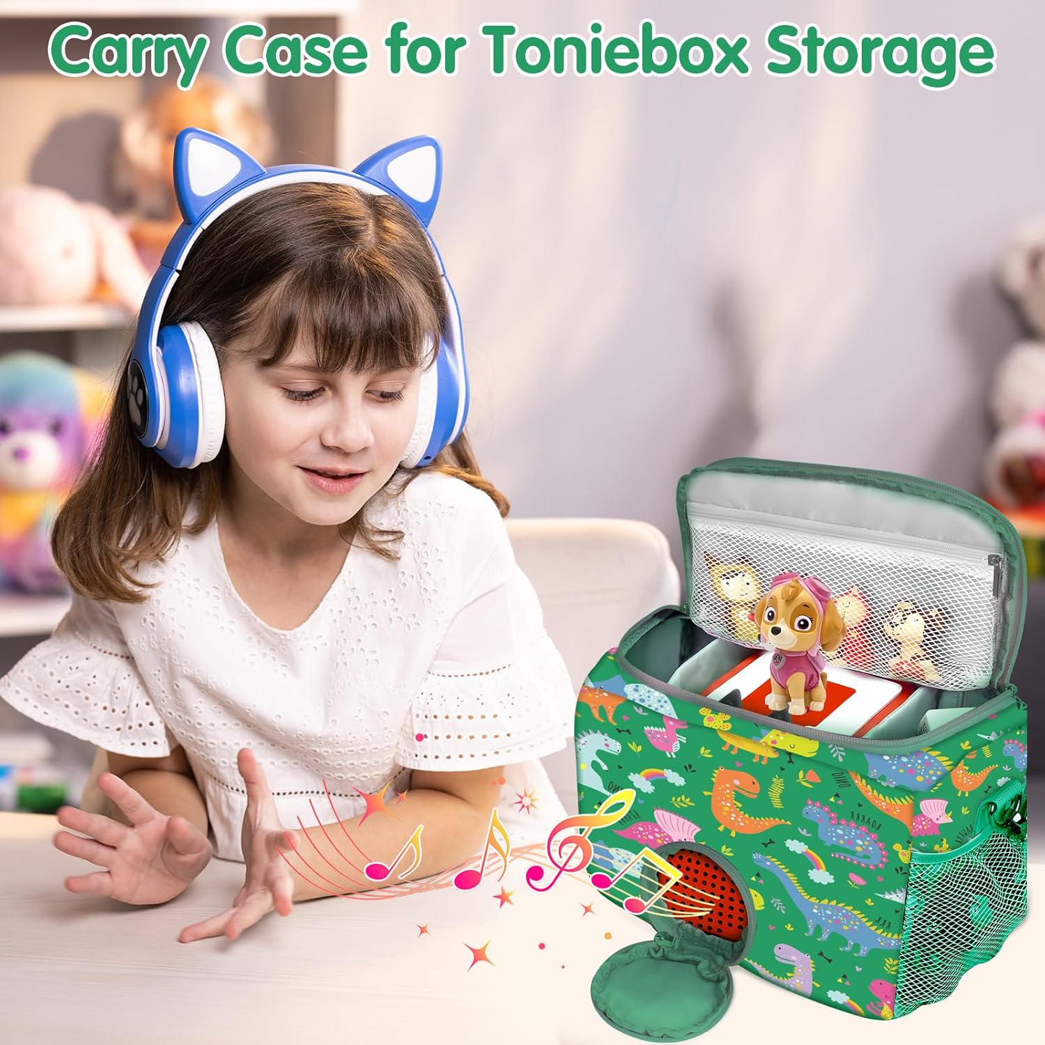 Étui de transport Toniebox - rangement personnages, accessoires - fermeture éclair, sangle ajustable - 25x20x15 cm