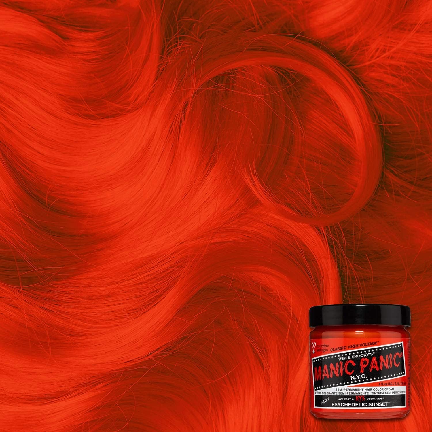 Manic Panic - Psychedelic Sunset Classic Creme - 3 x 118ml - vegan, coloration orange semi-permanente, cruelty free