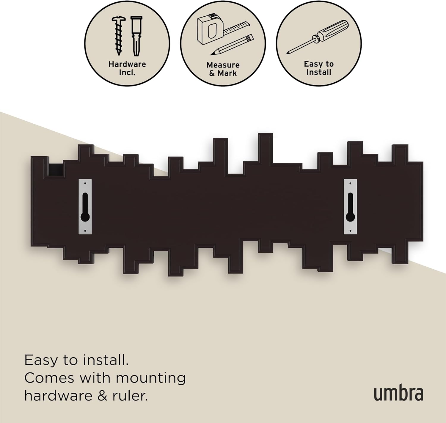 Umbra - Sticks portemanteau mural - 5 crochets rabattables - espresso
