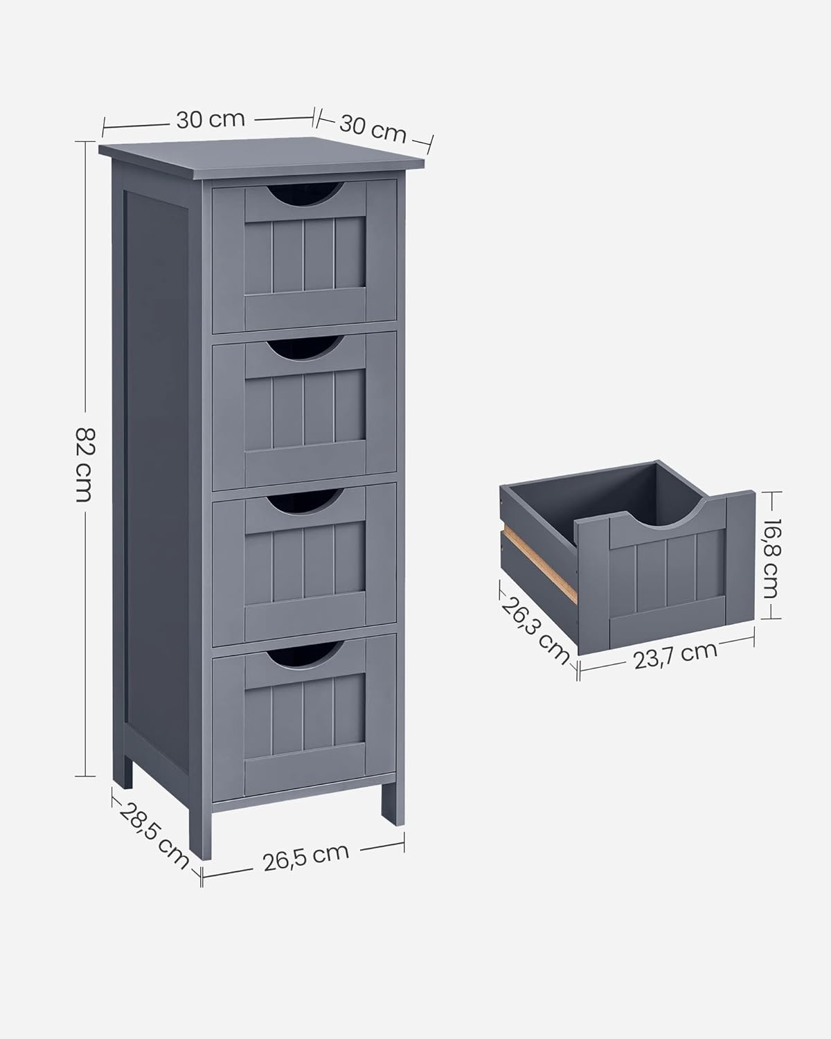 VASAGLE - armoire salle de bain moderne - 30x30x82 cm - 4 tiroirs - LHC040G01