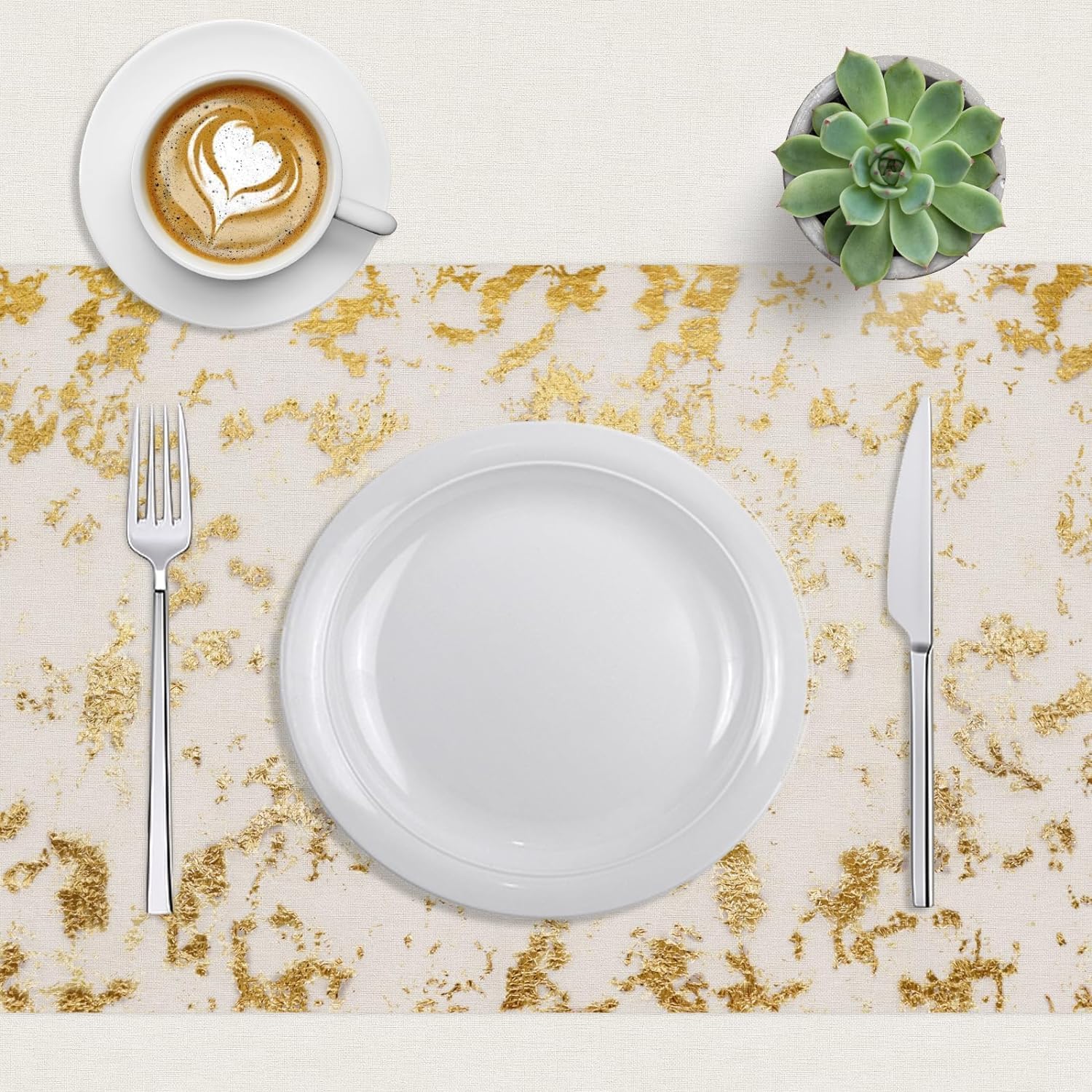 Chemin de table polyester filet doré, 28x1000cm, décoration festive