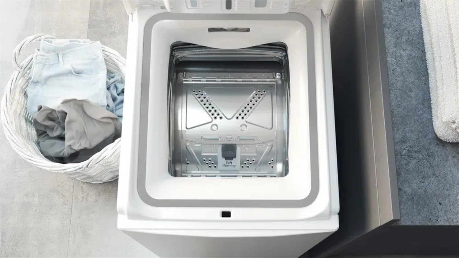 Hotpoint - lave-linge top 6,5 kg, 1200 tr/min, BPM - 90x40x60 cm - WMTG6524BFR/N