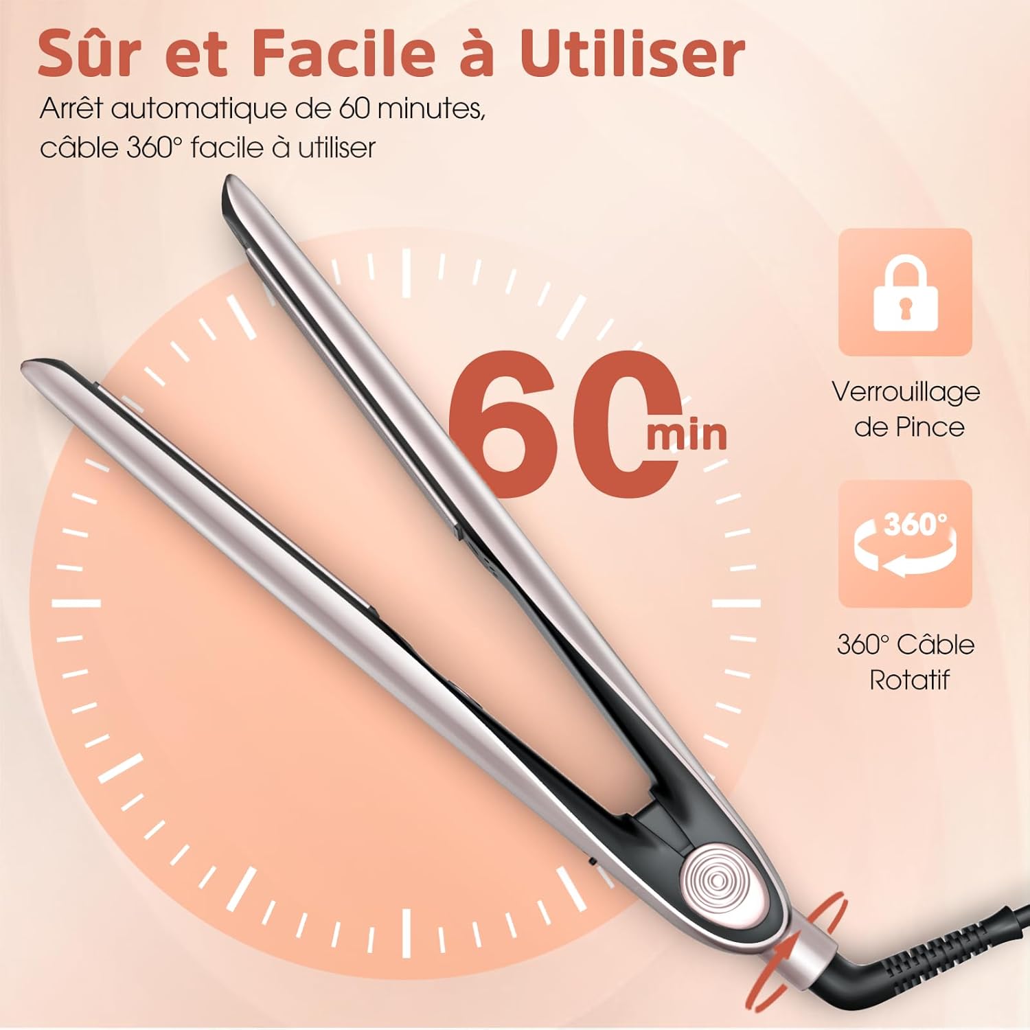 BESTOPE - PRO Lisseur 2en1 céramique, écran LCD, 120-230°C, cheveux épais