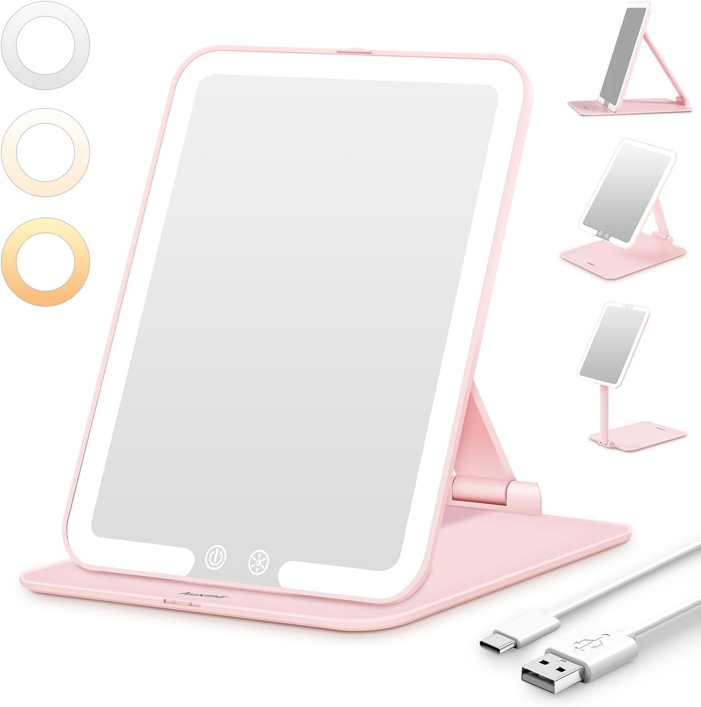 Auxmir - miroir maquillage série LED - 48 LED - USB rechargeable, écran tactile