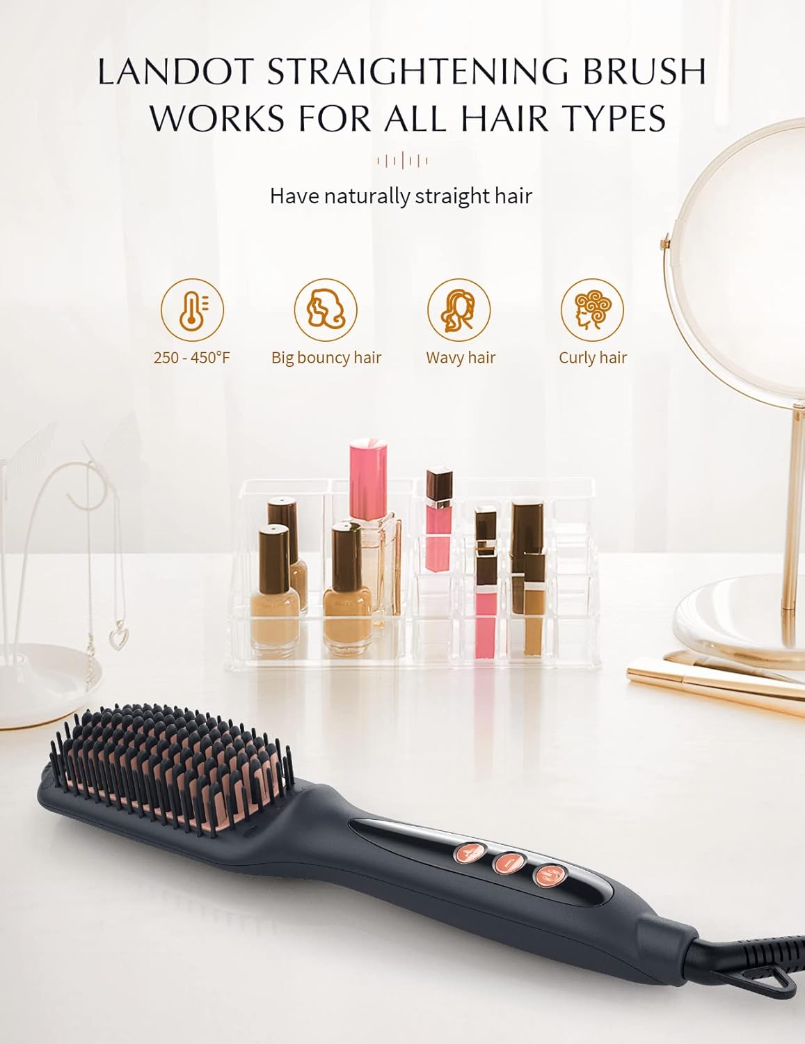 LANDOT - Brosse lissante ionique - céramique - spéciale cheveux crépus