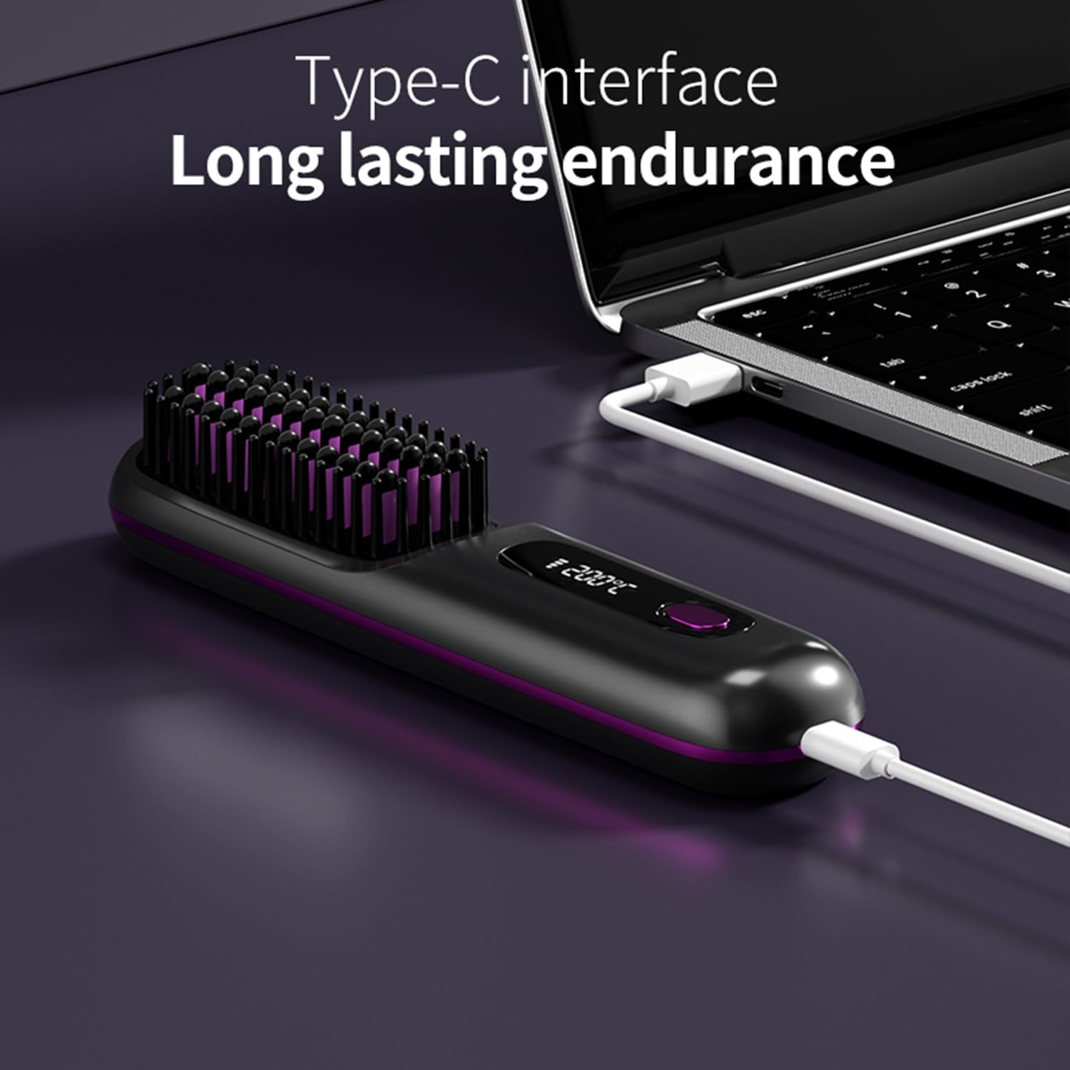 Go Brush Pro - Mini brosse à lisser sans fil, 2000mAh, écran LCD