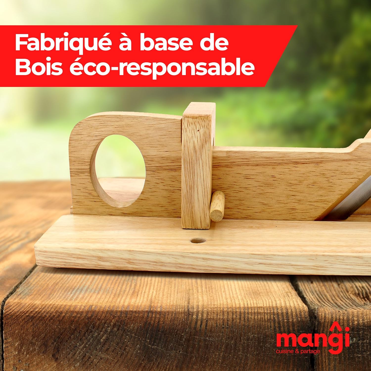 Mangi - trancheuse à saucisson bois éco-responsable - idéale apéro