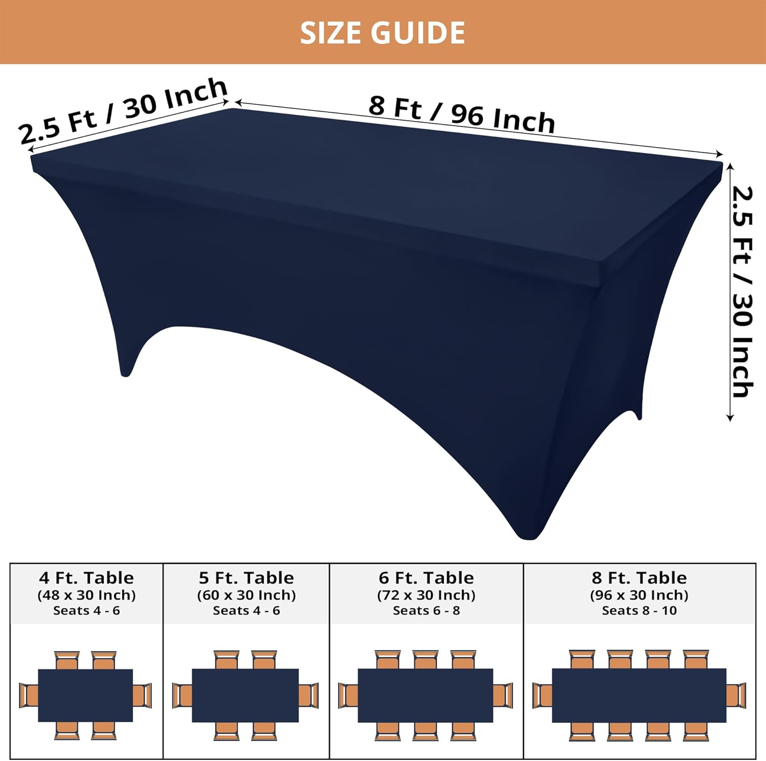 Utopia Kitchen - nappe extensible - 244 cm - polyesther spandex, lavable, infroissable, lot de 2