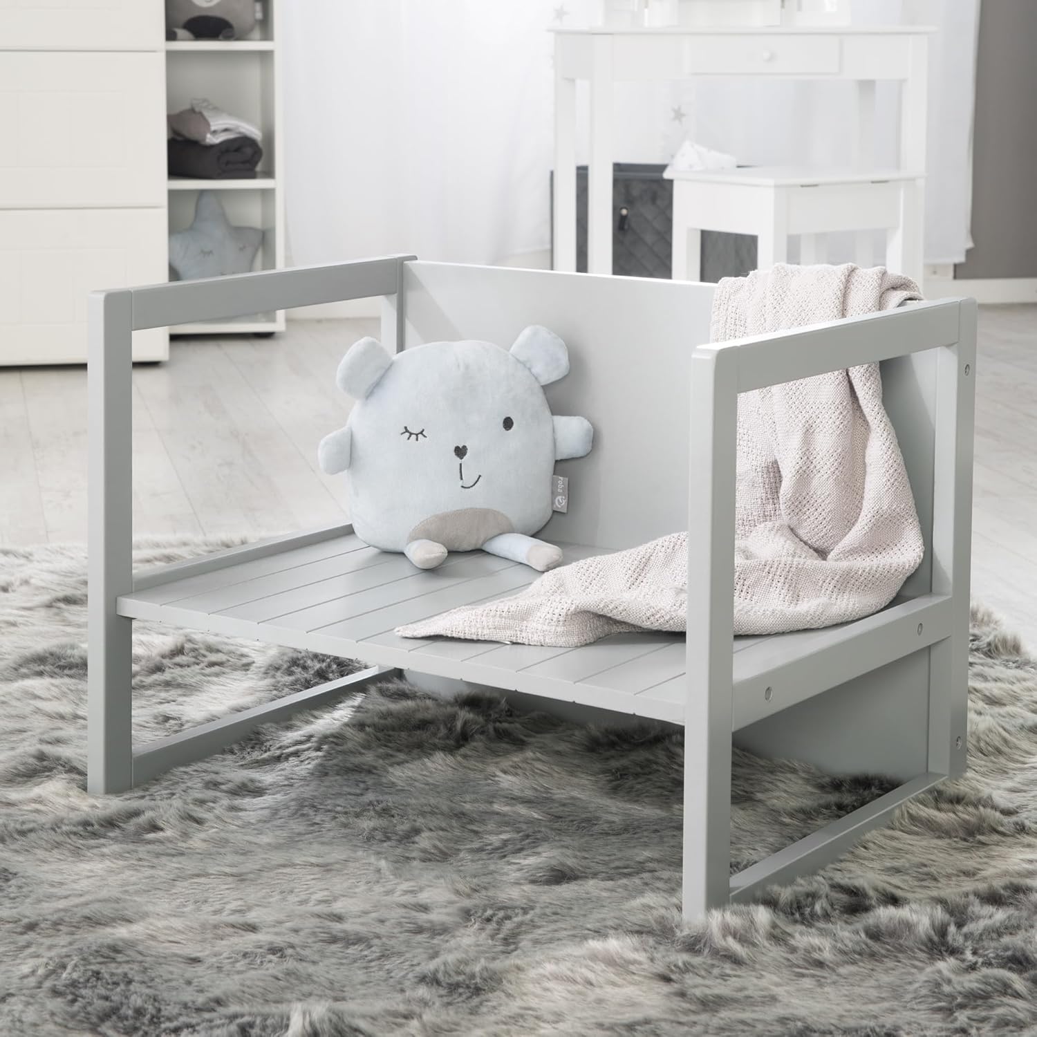 Roba - Banc Enfant 2en1 réglable, convertible table/bureau, 57x44cm, 60kg, gris