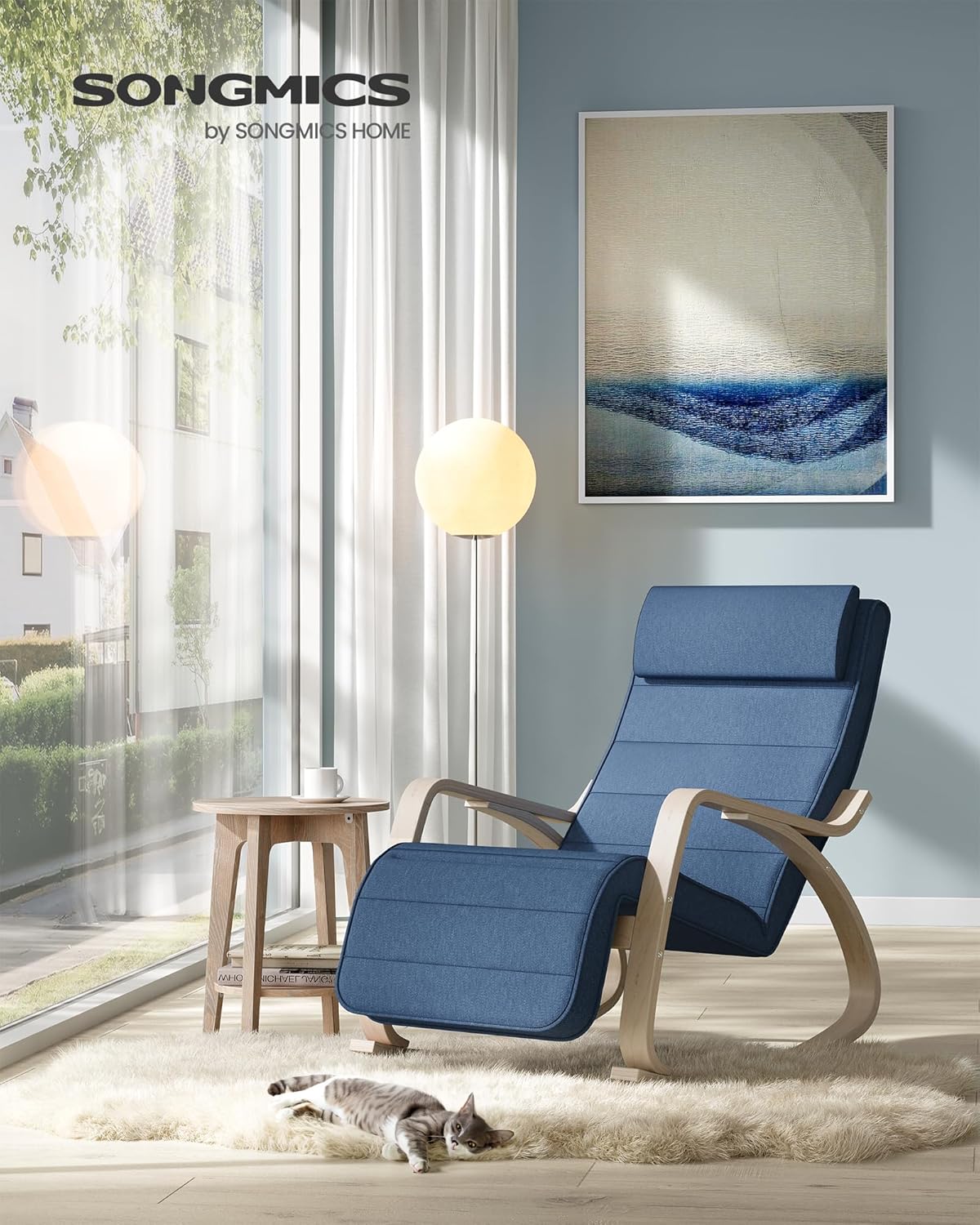 SONGMICS - fauteuil à bascule, bois, 121,5x67x84 cm, 150kg, LYY010QP01