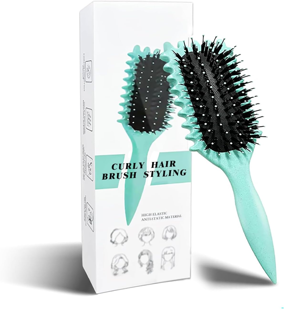 Brosse à boucler - 24cm - boucle, fixation, réduction frisottis, vert