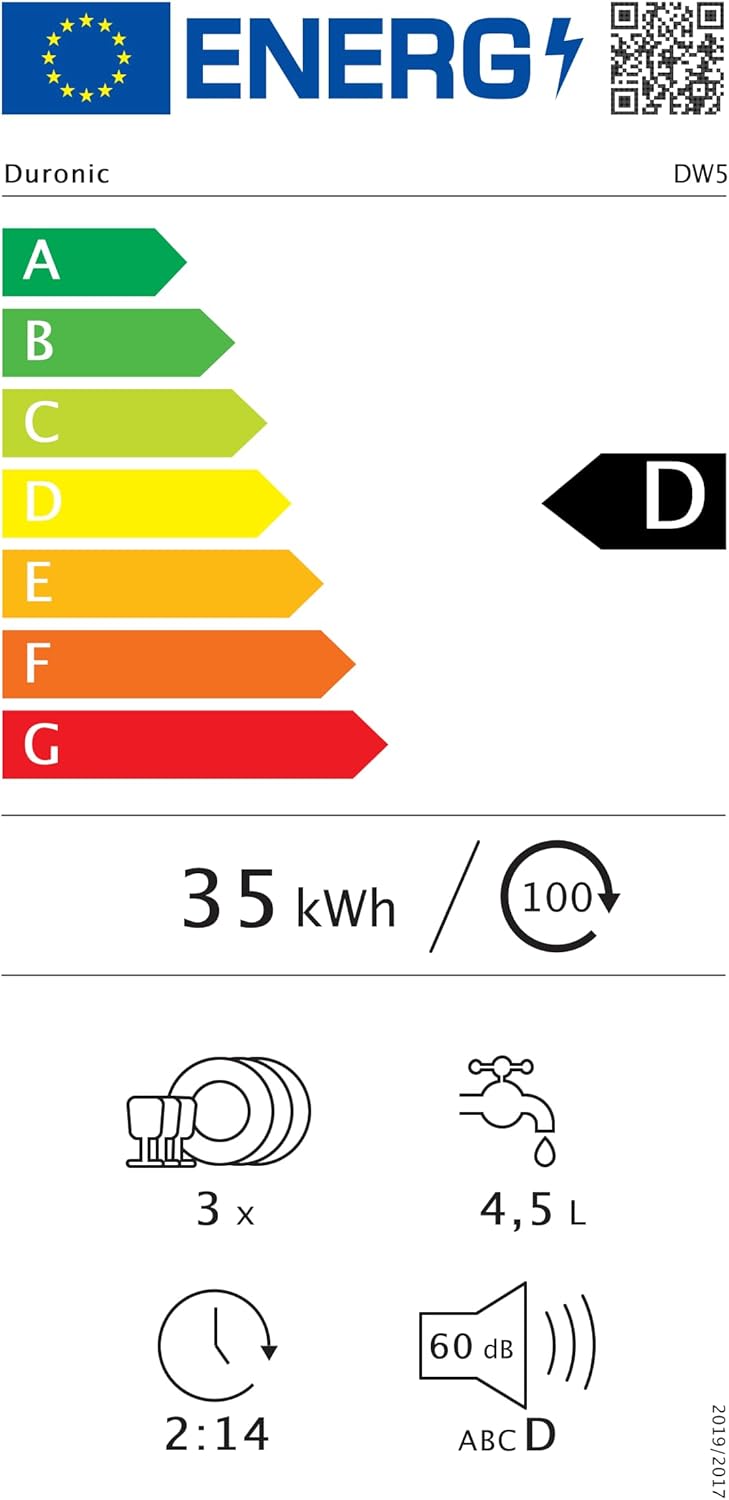 Duronic - DW5 BK - lave-vaisselle compact 950W 7 programmes séchage