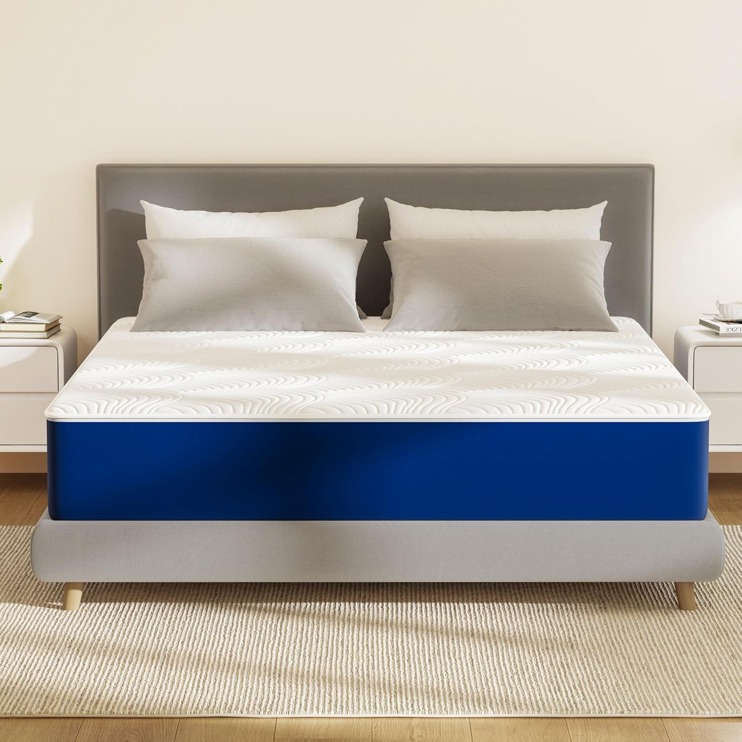 PurrJoys - matelas simple gel H3 - 90x190x25 cm - mémoire forme, housse lavable