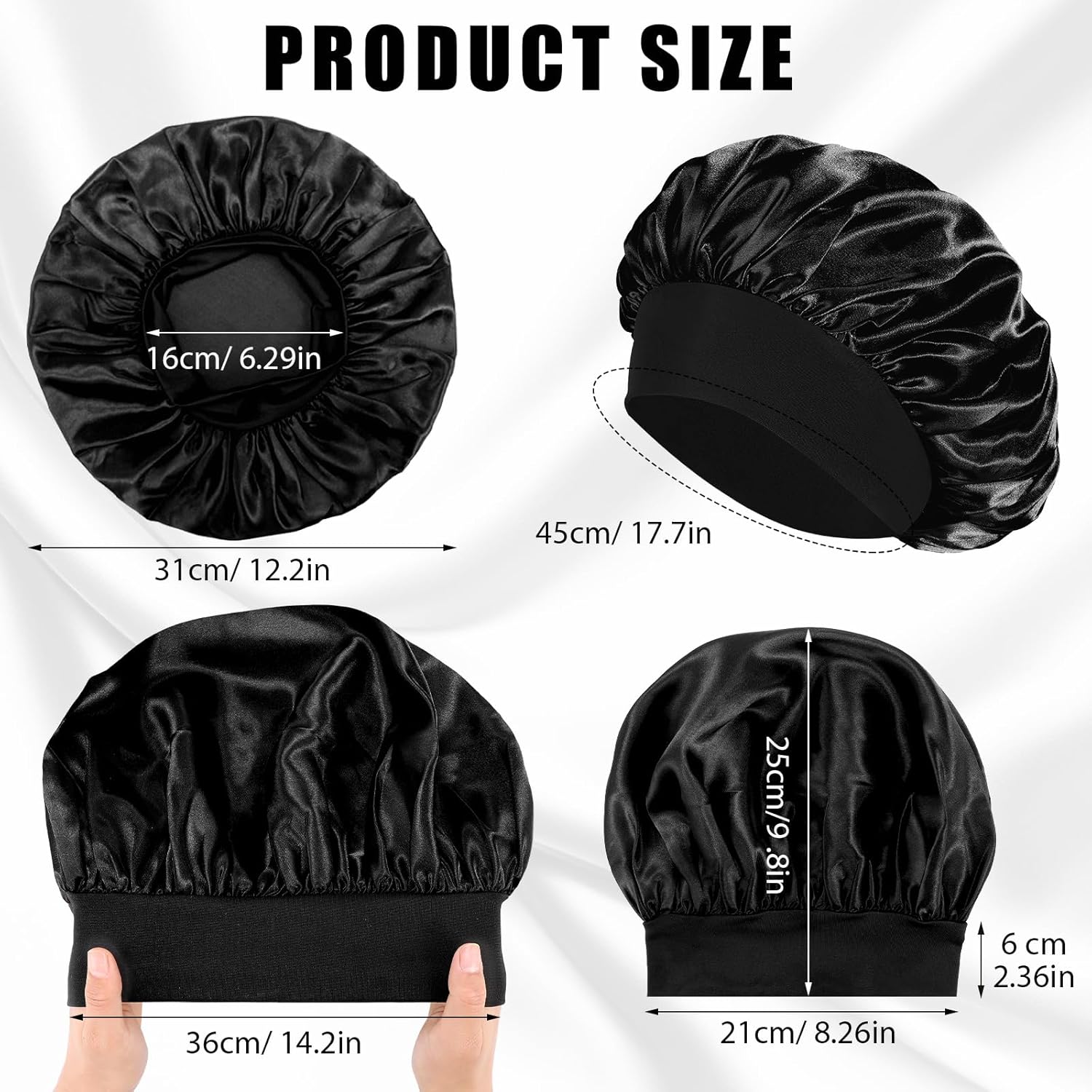 Bonnet Satin Cheveux Nuit - bonnet élastique - soin cheveux - confortable