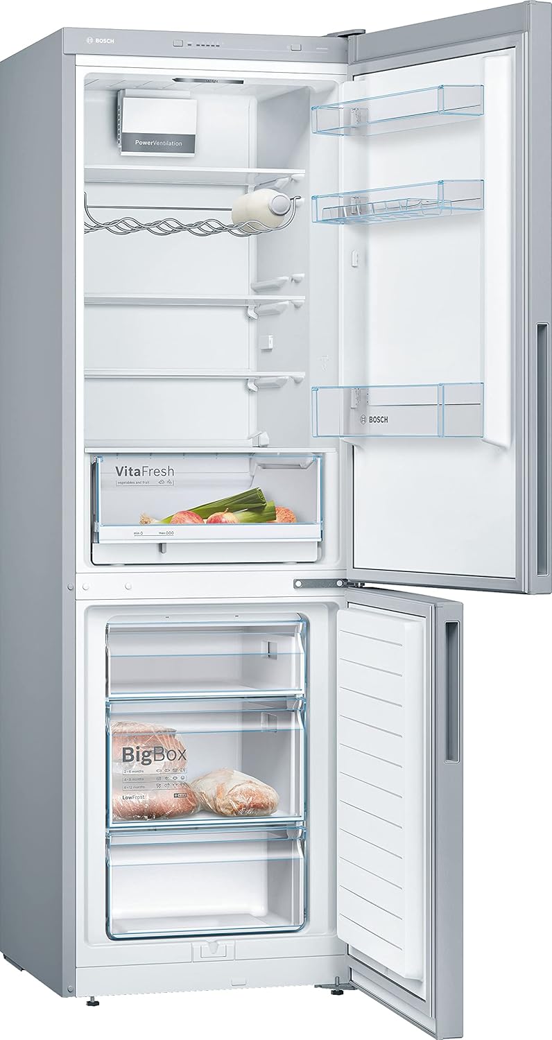 Bosch - réfrigérateur congélateur Série 4 - 186x60cm, 214L/94L, inox - KGV36VLEAS