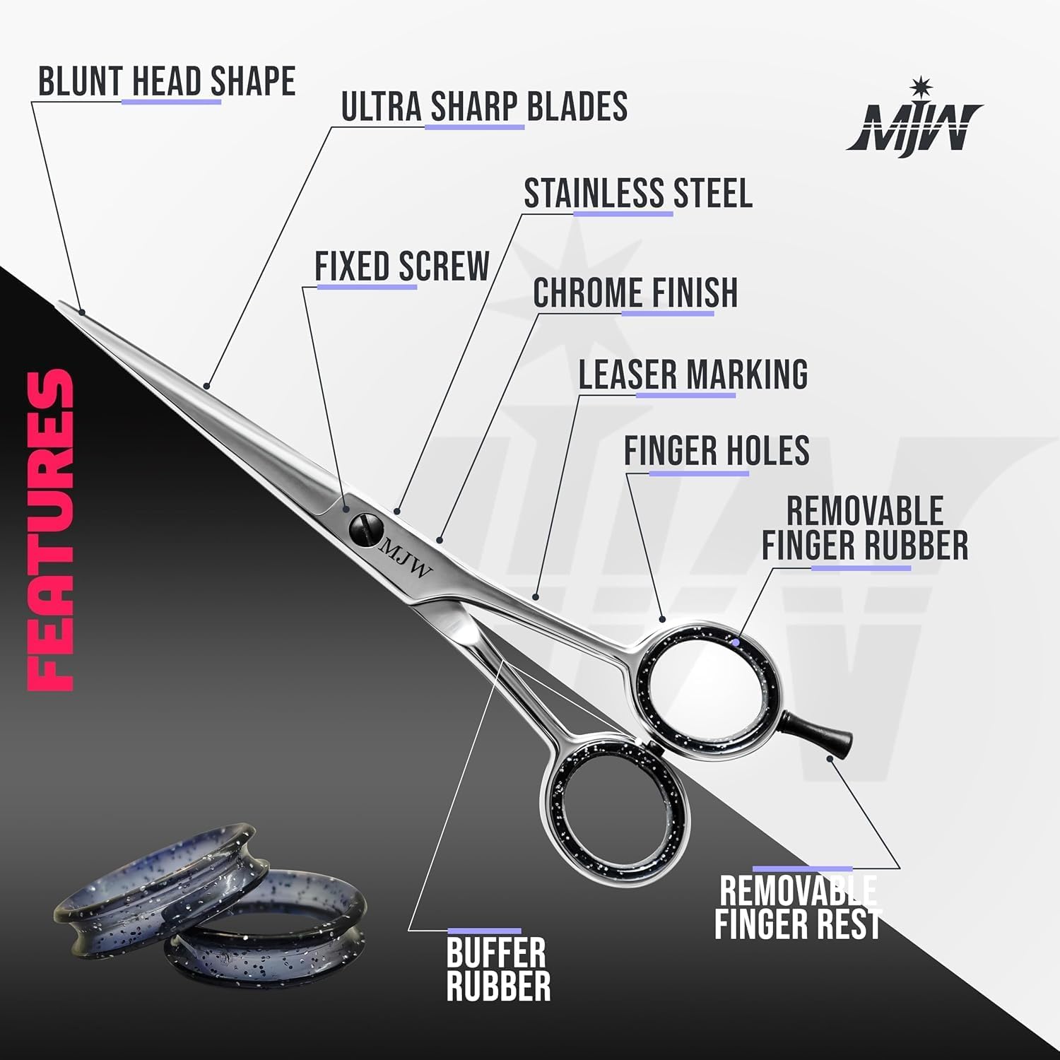 MJW - ciseaux de coiffure professionnels - 6,5