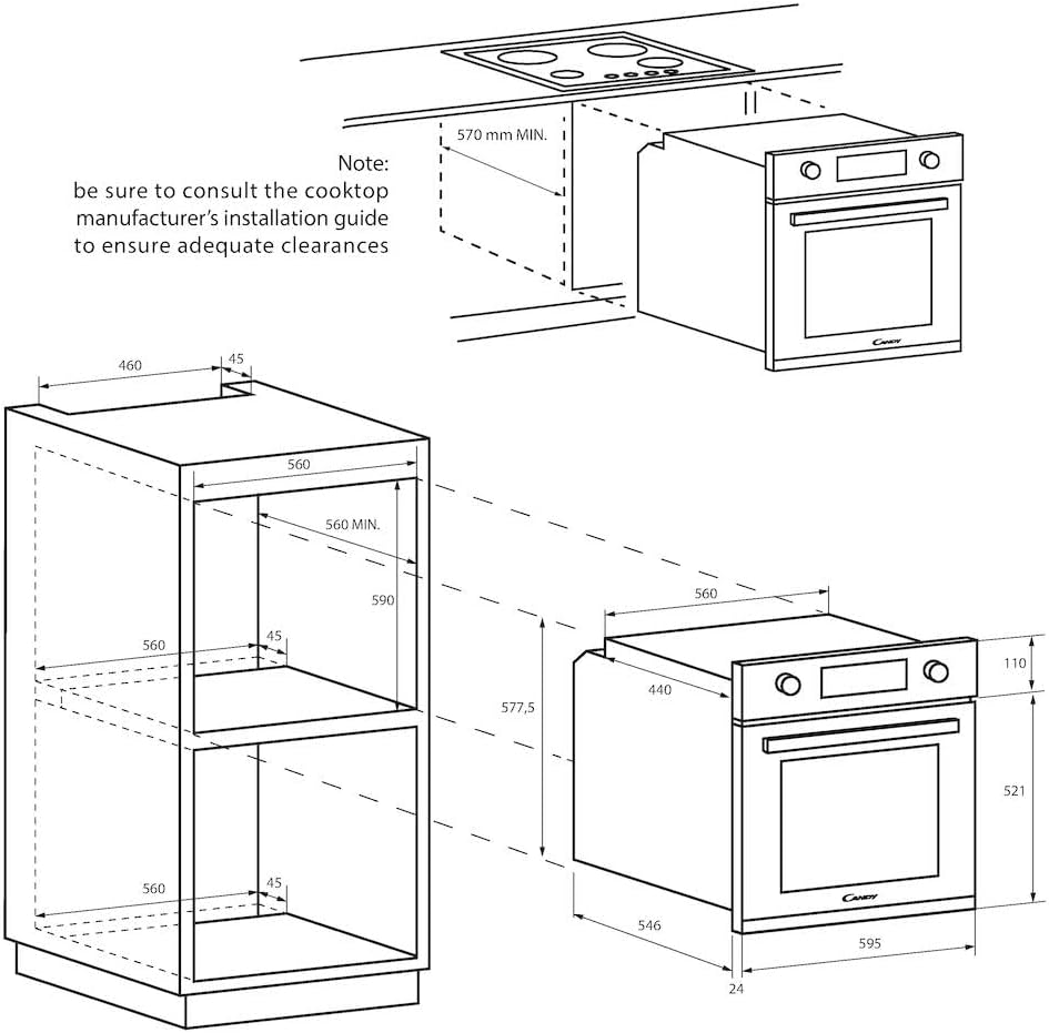 Candy - Four encastrable Idéa 70L convection naturelle émail lisse FIDC B100