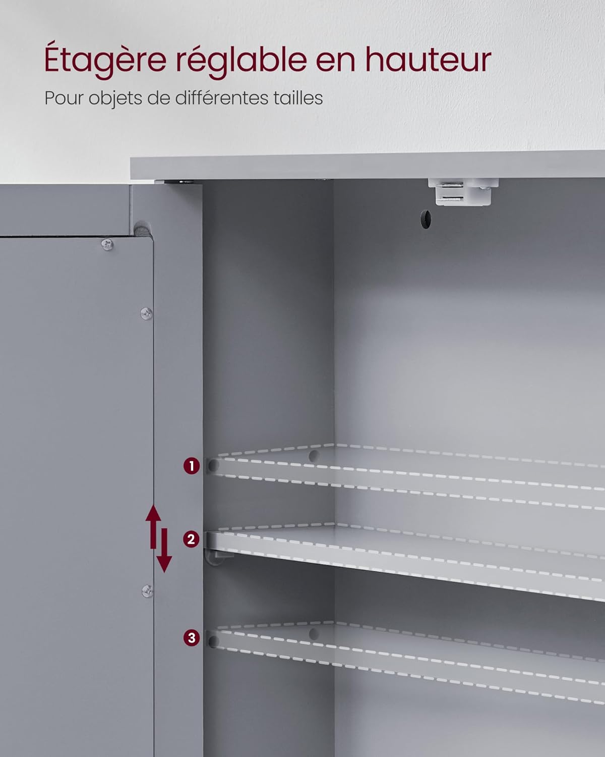 VASAGLE - armoire murale salle de bain, miroir, réglable, 13x56,5x58,5 cm, LHC002G02