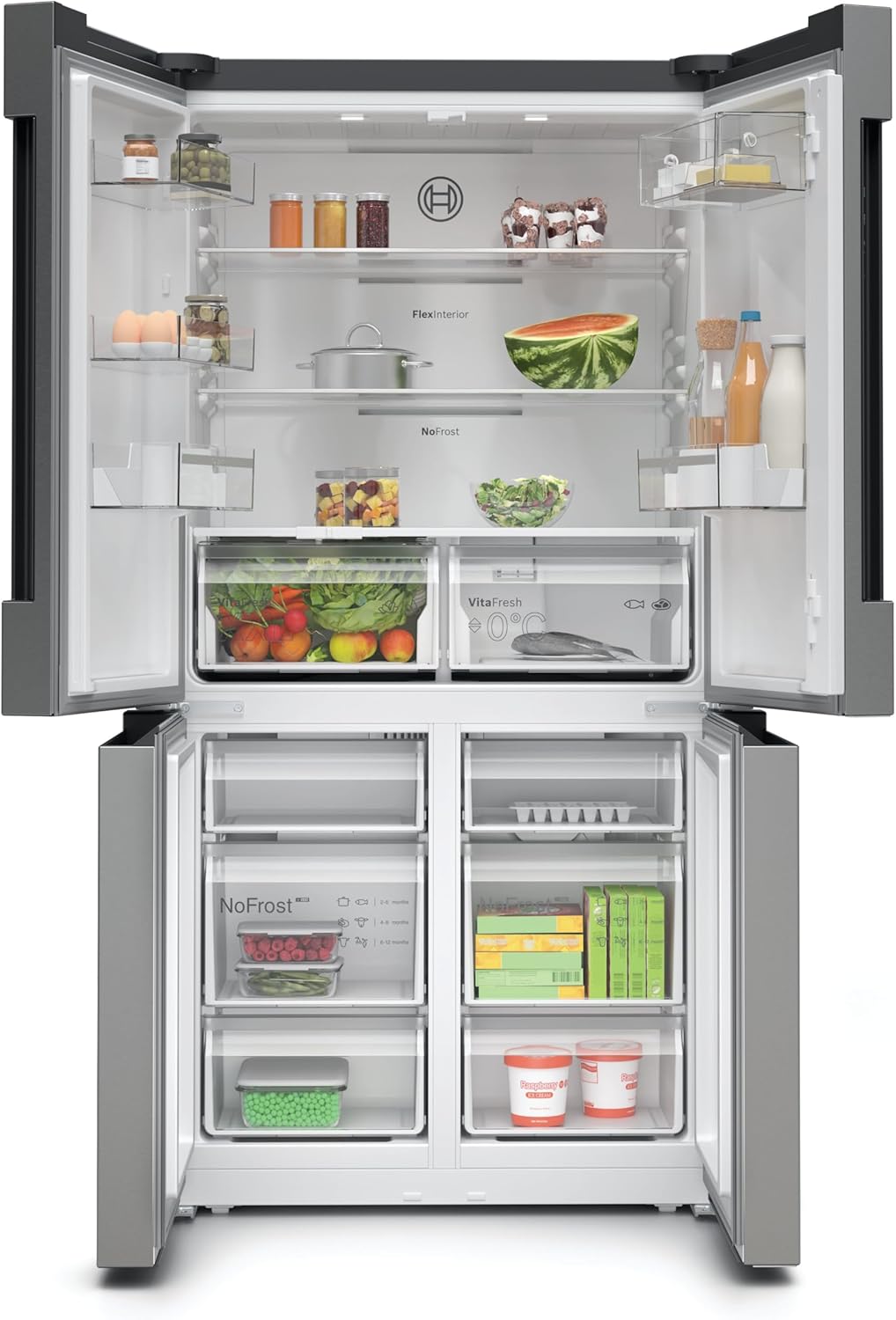 Bosch - Série 4 multi-portes, 605L, 183x91cm, inox, anti-traces KFN96VPEA
