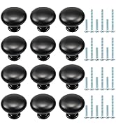 12 Pièces Bouton de Meuble, Tiroir de Poignée avec 2 Vis de Taille, Noir Meuble Poignées, Poignée...