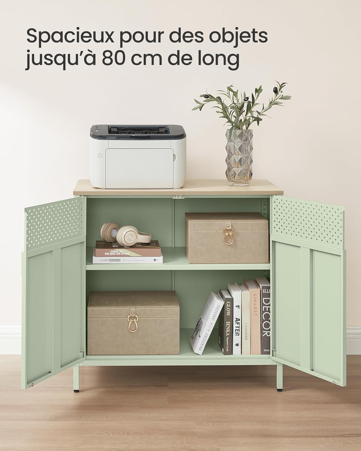SONGMICS - meuble buffet métal, 40x80x76cm, double porte, LSC102C01