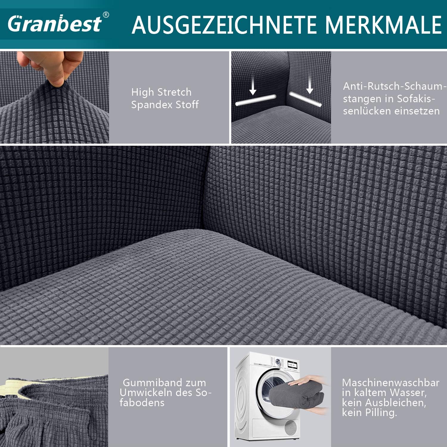 Granbest - housse canapé jacquard élastique, salon, protection, animaux