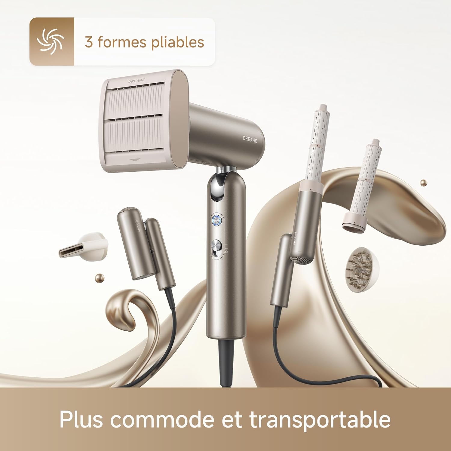 Dreame - Pocket Pro - 3 formes, 300g - 110 000 tr/min, ions négatifs, 57°C
