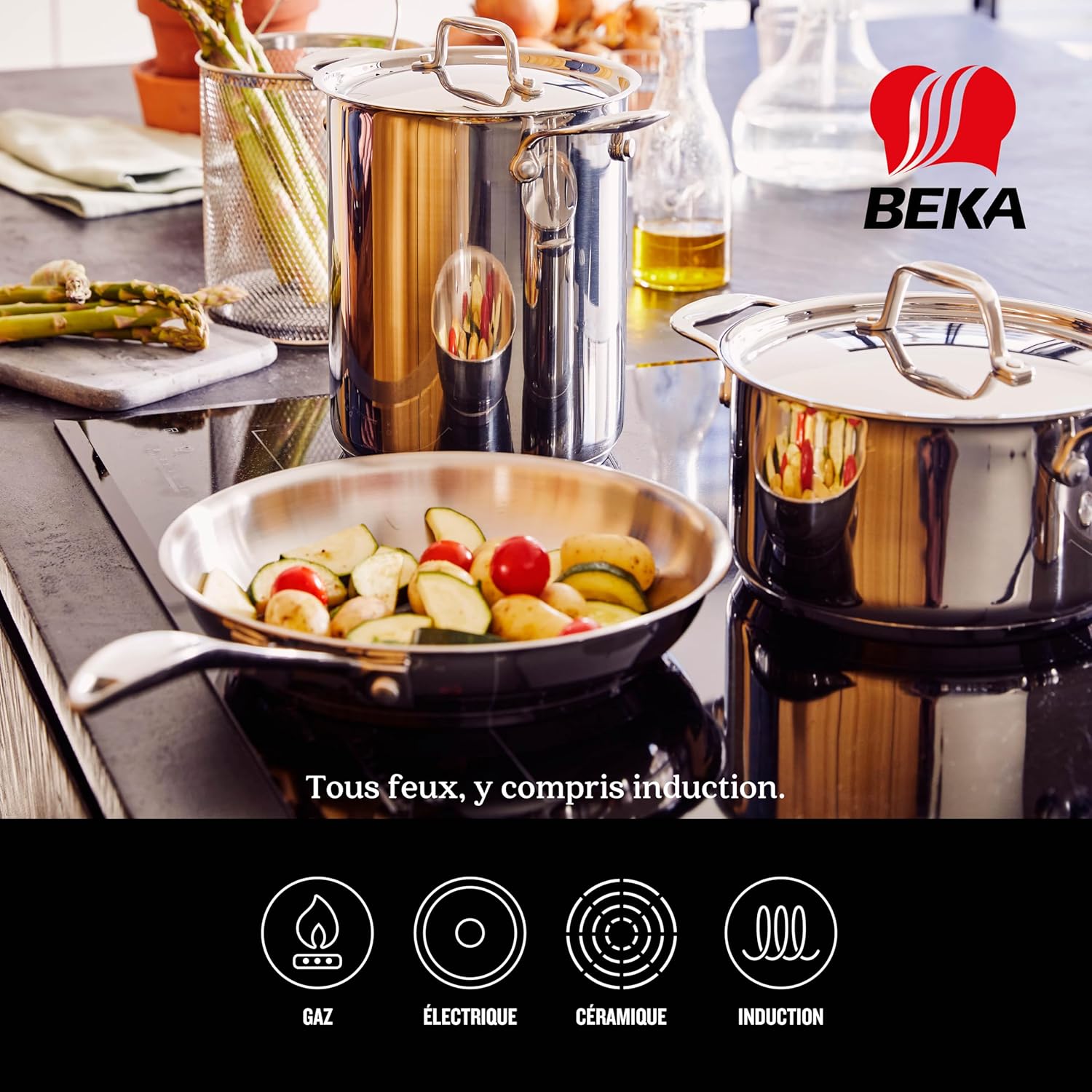 Beka - Poêle à frire inoxydable - 30 cm - poignée chef, 12068414