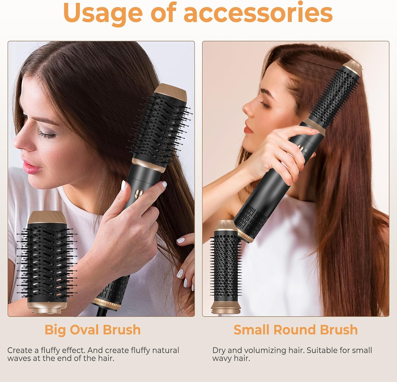 Brosse soufflante 6 en 1 - 1000W - sèche et coiffe, vitesses réglables