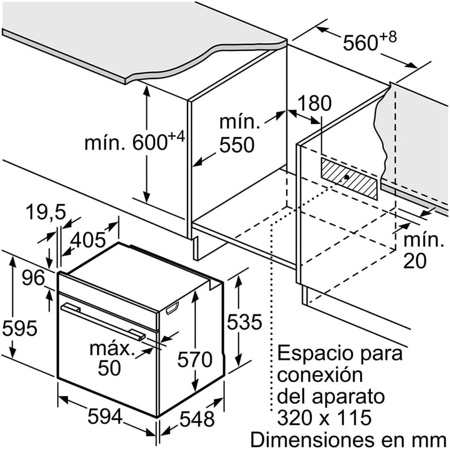 Bosch - Four encastrable Série 4 - 60x60 cm - aqualisis, commandes escamotables - HBA512ES0