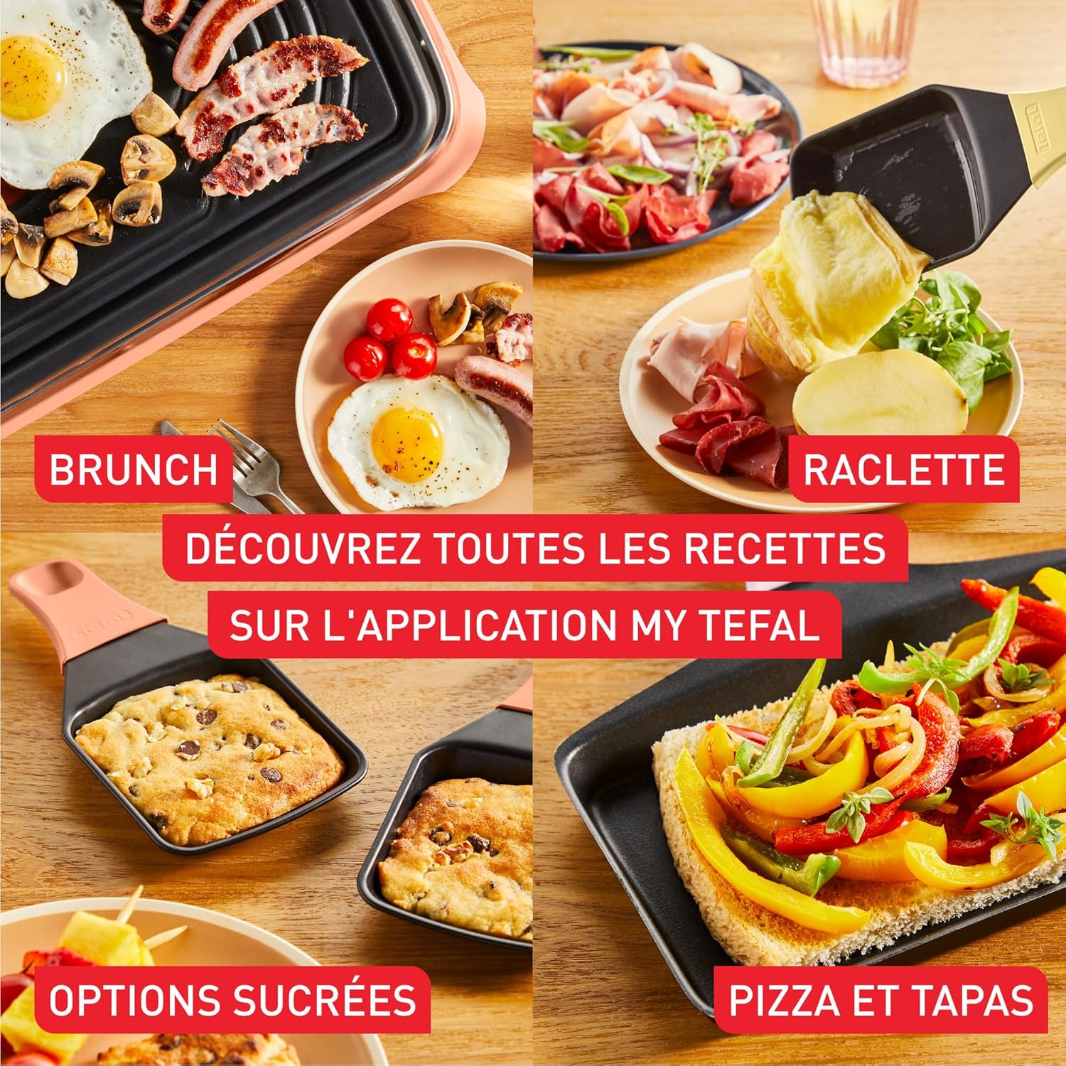 Tefal - Food & Co série - 8 pers - raclette multifonction intérieur/extérieur - RE650J10