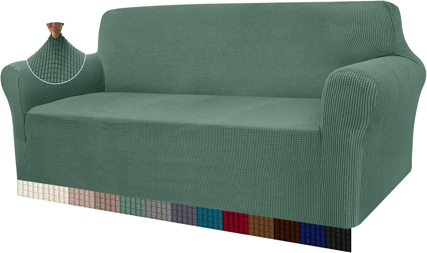 Granbest - housse de canapé jacquard 3 places - élastique, vert sauge