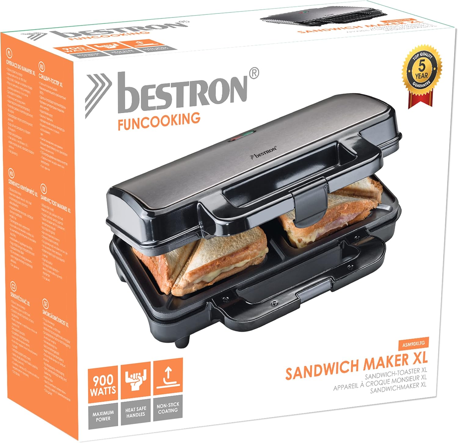 Bestron - appareil à croque monsieur - 24x23 cm - plaques antiadhésives, indicateur de chauffe, réglage automatique