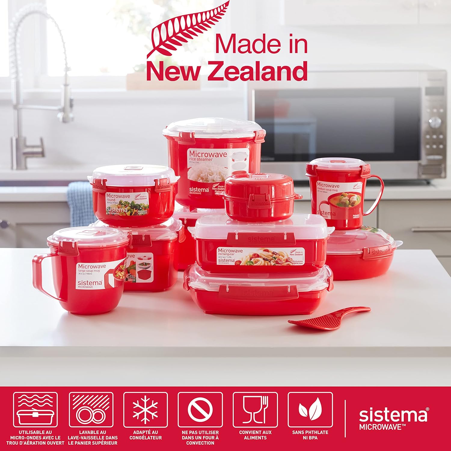 Sistema - Heat & Eat - Lot de 3 boîtes repas empilables étanches