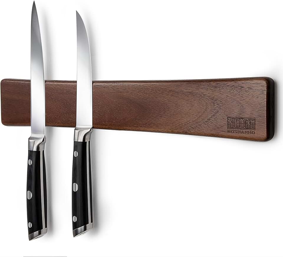 HOSHANHO - Porte couteaux bois aimanté - 40 cm - Extra puissant