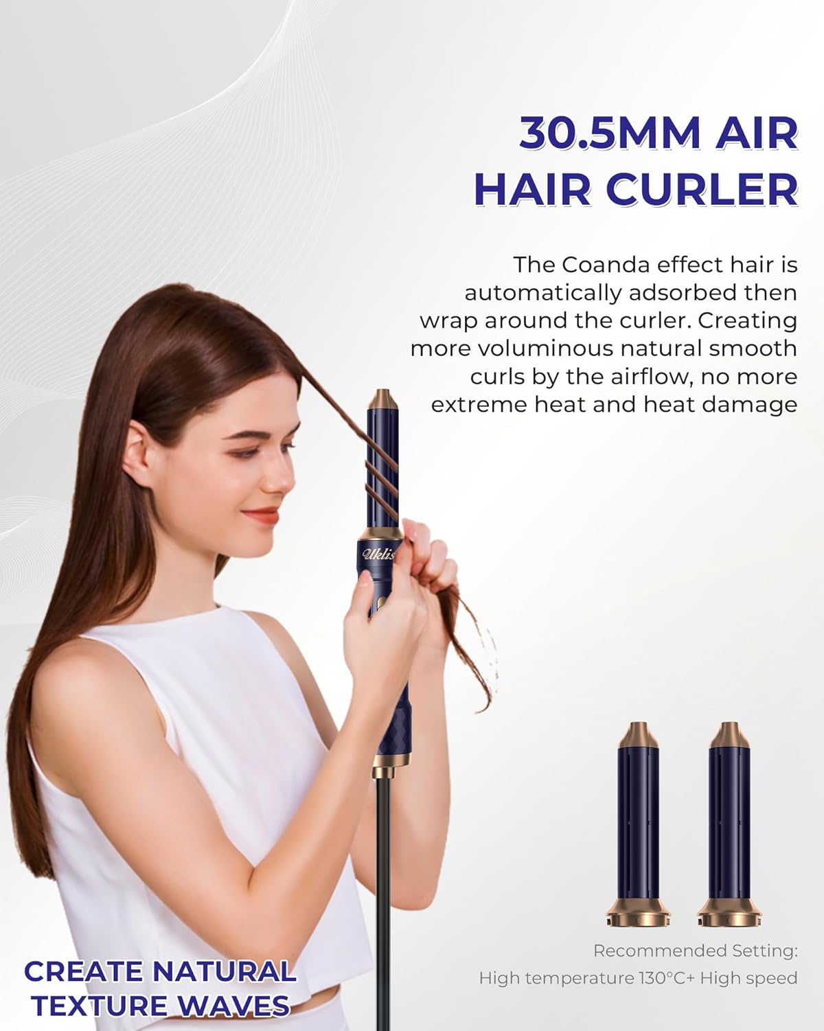 UKLISS - Air Styler Pro 6en1 - 1000W - séchage, boucleur, brosse