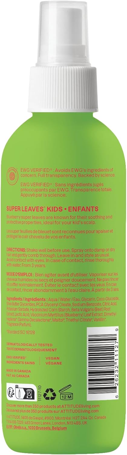 ATTITUDE - Démêlant enfant, 240mL, végan, melon & coco, lot de 2