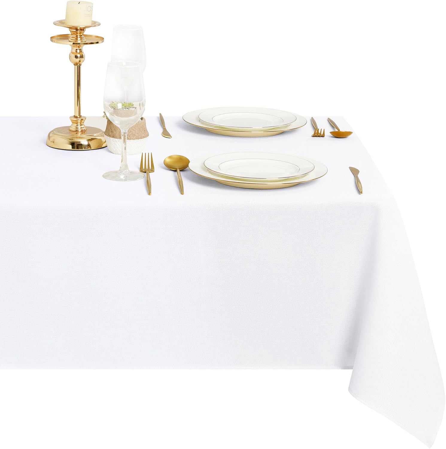 DWCN - nappe tissu aspect lin - 135x180cm - lavable, imperméable, anti-tache