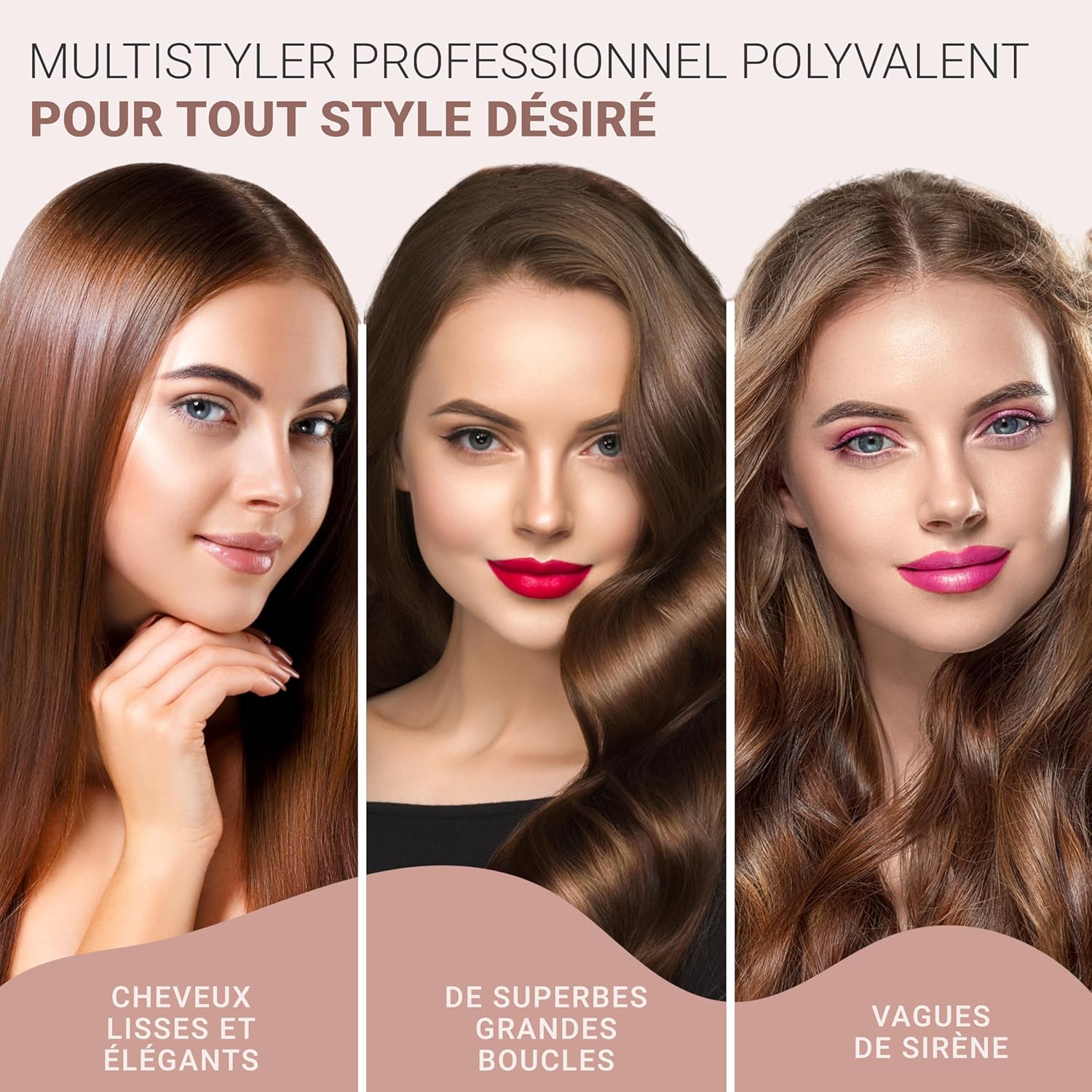 Golden Curl - Fer Lisseur 2 en 1, or, 5 ans garantie, lisse & boucle