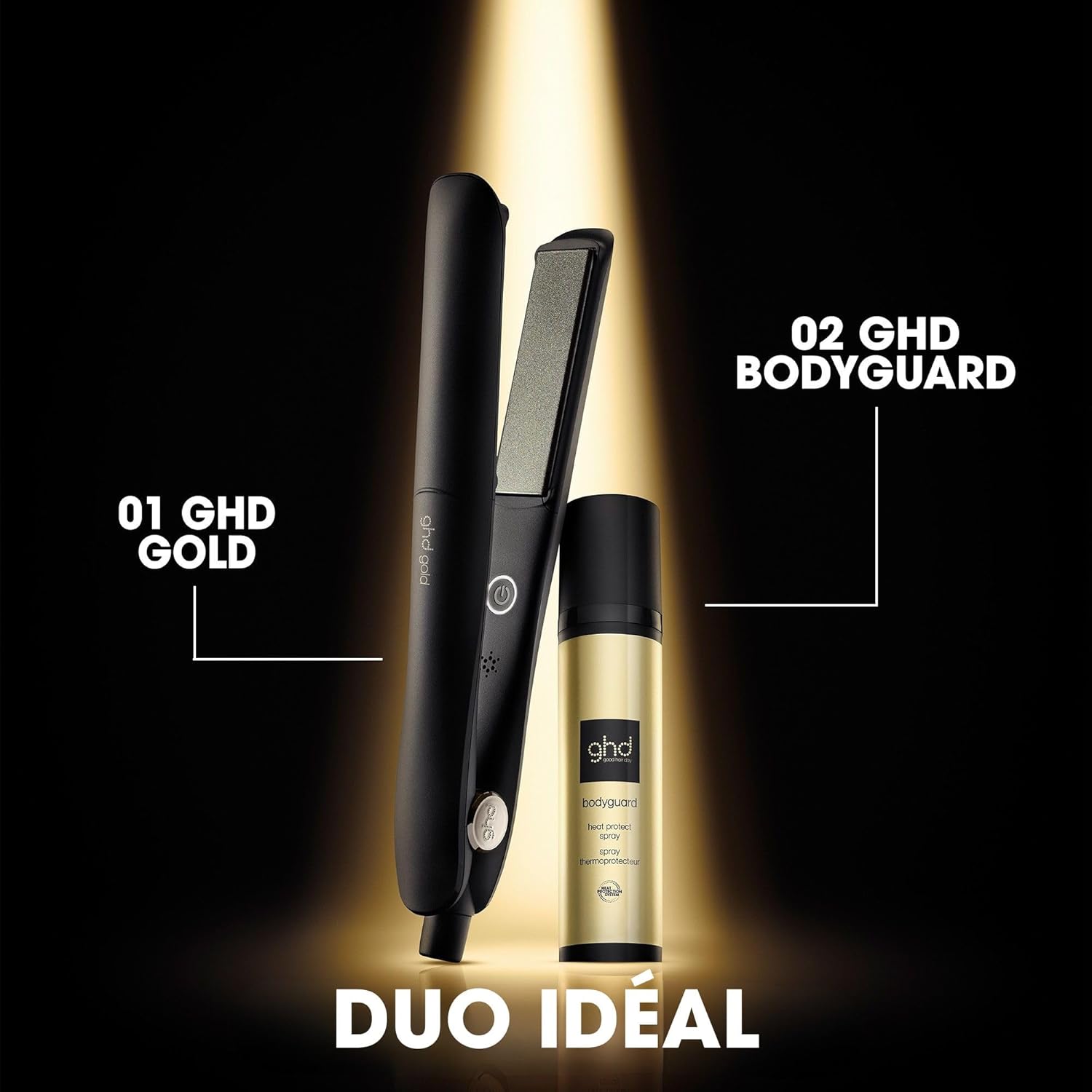 ghd - Gold - lisseur cheveux, design arrondi, 65% brillance, chauffe sans chaleur extrême